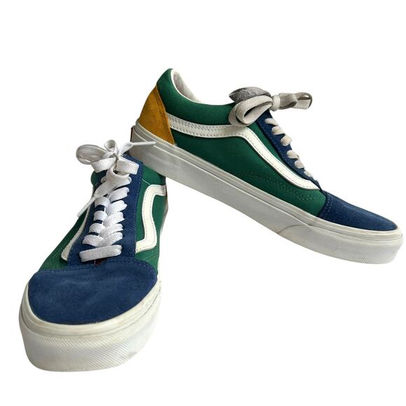 Vans Old Skool Low Sneakers Green Blue Yellow Men’s 7.5 / Women’s 9 - Picture 1 of 9